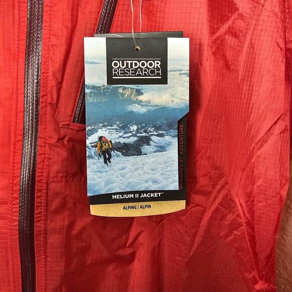 NWT Outdoor Research Red Helium II jacket light weight rain jacket Size S P - Picture 2 of 5